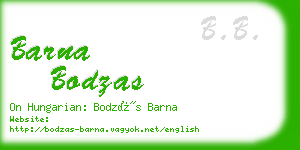 barna bodzas business card